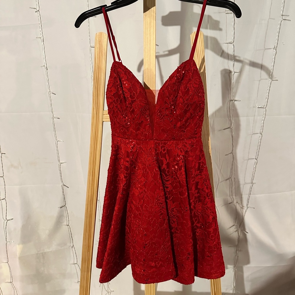 Elegant Red Lace Dress